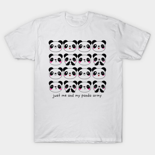 Just Me and My Panda Army T-Shirt by NoColorDesigns